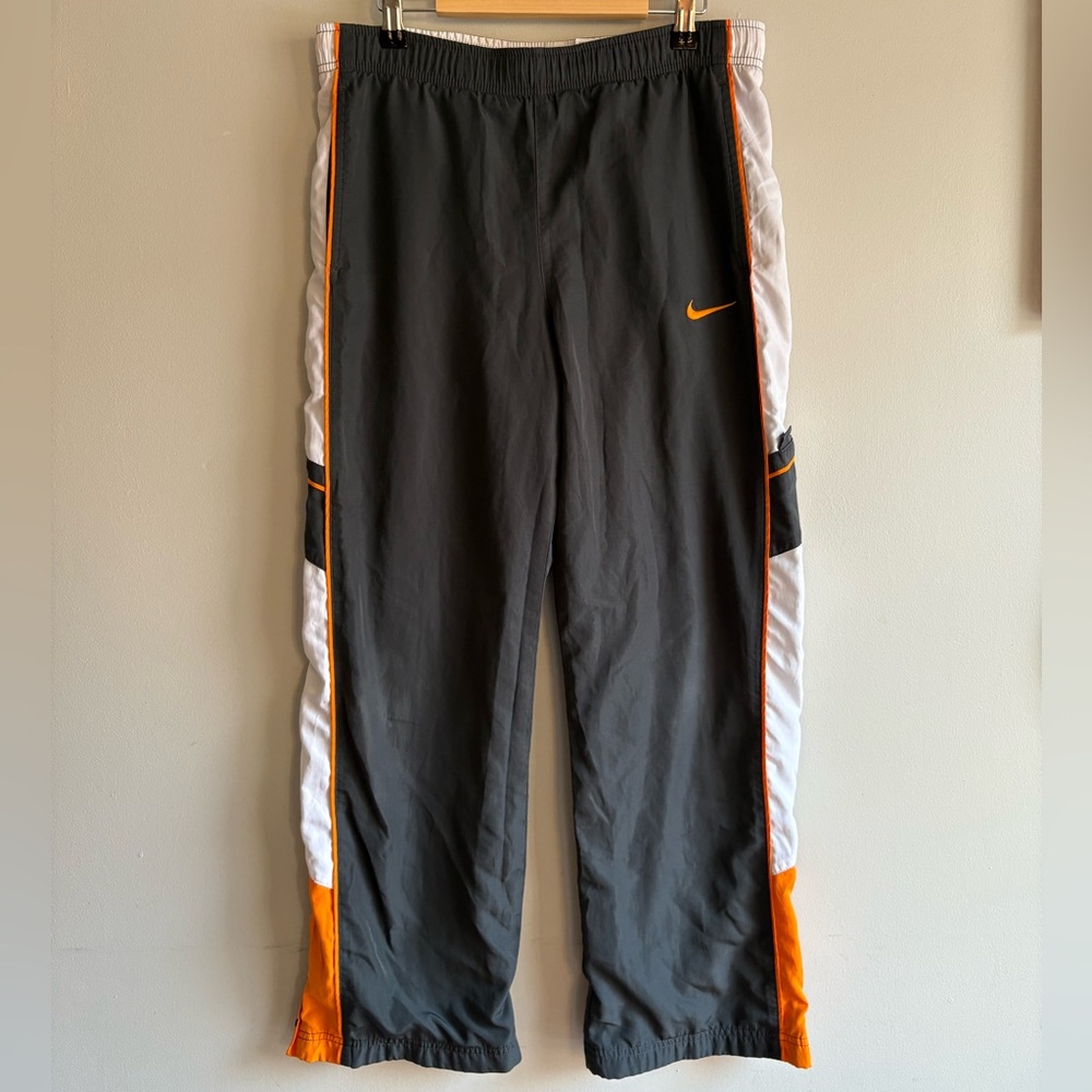 90s Nike Charcoal Grey and Orange Athletic Track Pants Unisex
